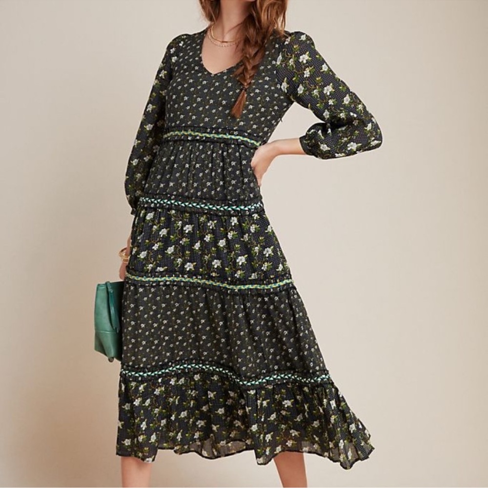 Anthropologie Karoline Maxi tierred boho dress size 6